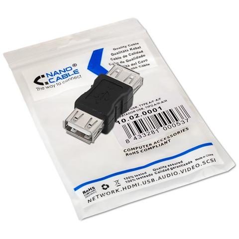 10.02.0001, USB 2.0, USB 2.0, Femmina / femmina, Nero, Sacchetto di politene - Foto 2