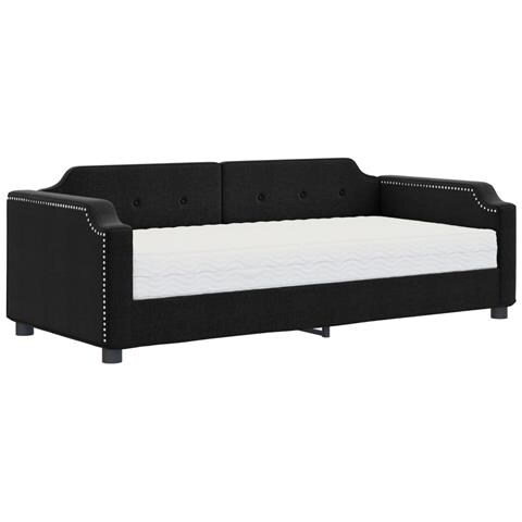 Divano Letto Con Materasso Nero 90x190 Cm In Tessuto - Foto 1