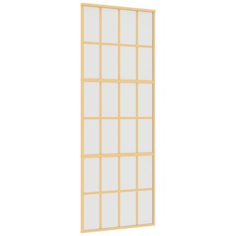 Porta Scorrevole Dorata 76x205 Vetro Smerigliato Esg Alluminio - Foto 1