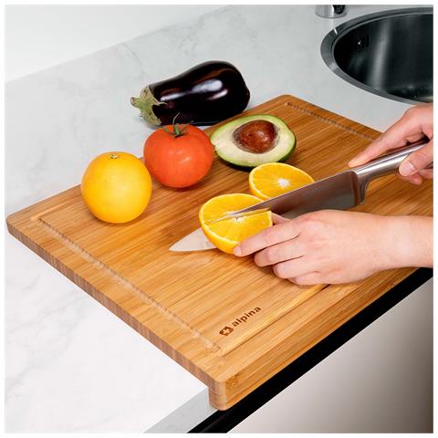 Tagliere Da Cucina In Legno Con Bambù Bordo Piegato Antiscivolo 45 X 35 X 3.6 Cm - Foto 2