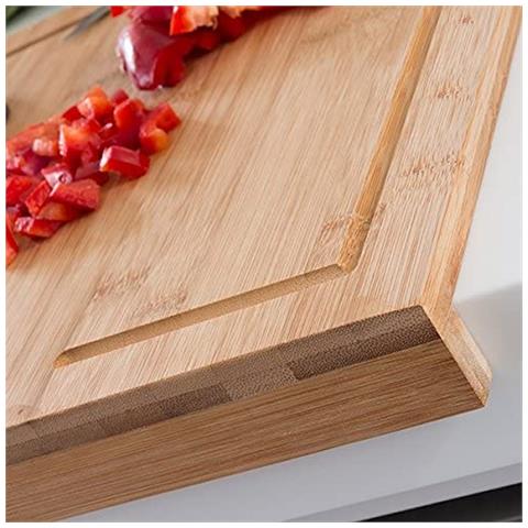 Tagliere Da Cucina In Legno Con Bambù Bordo Piegato Antiscivolo 45 X 35 X 3.6 Cm - Foto 5