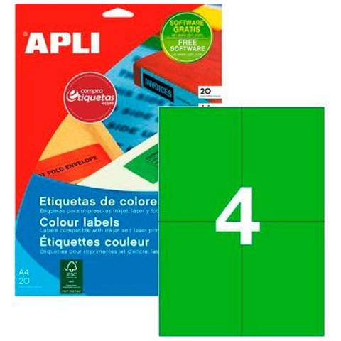Etichette Per Stampante Apli 105 X 148 Mm Verde 20 Foglie - Foto 1