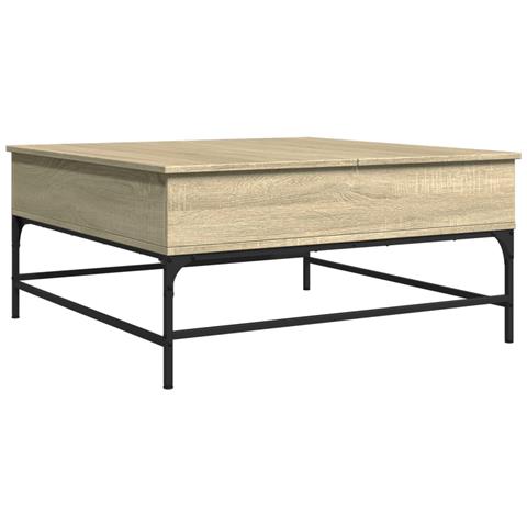 Tavolino Rovere Sonoma 95x95x45 Cm Legno Multistrato E Metallo - Foto 2