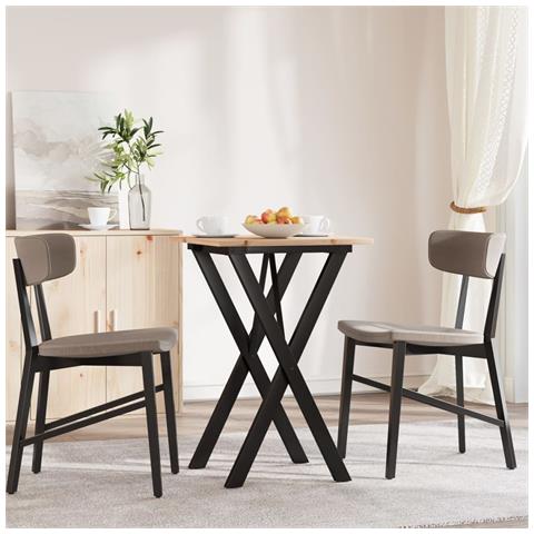 Tavolo Da Pranzo Telaio A X 50x50x75 Cm Massello Pino E Ghisa - Foto 3