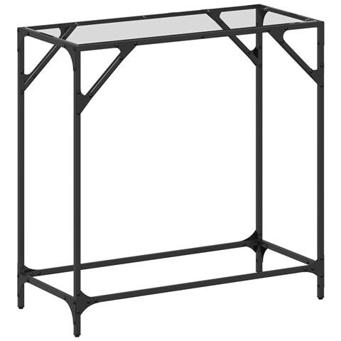 Tavolino Consolle Piano Vetro Trasparente 80x35x81cm In Acciaio - Foto 2
