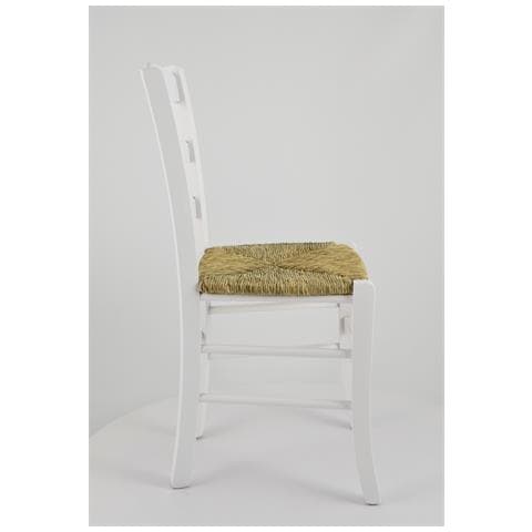 Set 2 Sedie Modello Savoie Per Cucina Bar E Sala Da Pranzo, Robusta Struttura In Legno Di Faggio Color Bianco E Seduta In Paglia - Foto 4