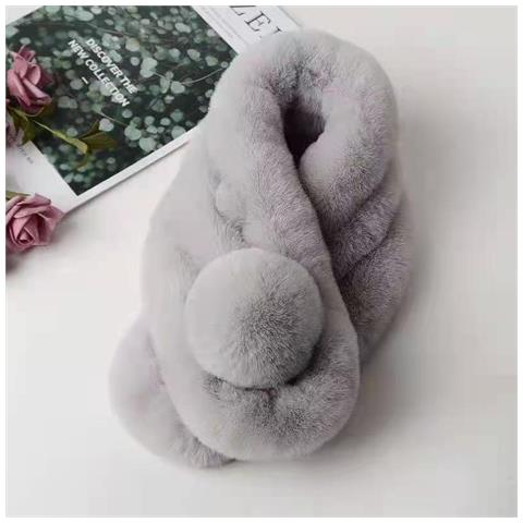 Sciarpa Di Pelliccia, Sciarpe Di Pelliccia Spesse Invernali Calde Grey - Foto 4