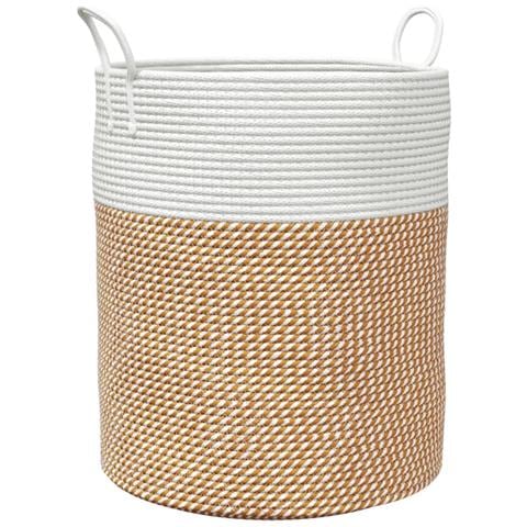 Cestino Portaoggetti Marrone E Bianco 38x46 Cm In Cotone - Foto 2