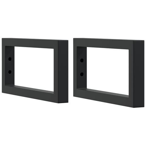 Reggimensole Per Lavabo 2 Pz Nere Rettangolari In Acciaio - Foto 2