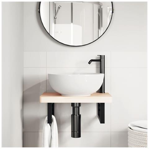 Reggimensole Per Lavabo 2 Pz Nere Rettangolari In Acciaio - Foto 3