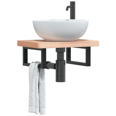 Reggimensole Per Lavabo 2 Pz Nere Rettangolari In Acciaio - Foto 1