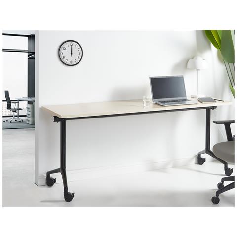 Scrivania Pieghevole Cavi Marrone Chiaro 180 Cm 60 Cm Con Ruote - Foto 1