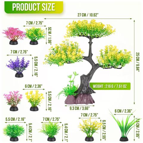 Albero Artificiale Giallo Per Acquario Con Bellissimi Cespugli Colorati - Foto 2