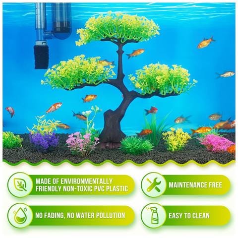 Albero Artificiale Giallo Per Acquario Con Bellissimi Cespugli Colorati - Foto 4