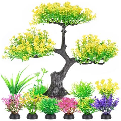 Albero Artificiale Giallo Per Acquario Con Bellissimi Cespugli Colorati - Foto 1