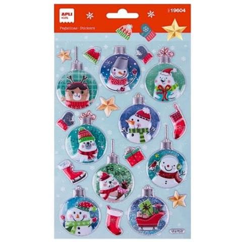 Busta Di Adesivi Natalizi A Tema Palla Di Neve Pupazzo Di Neve - Foto 1