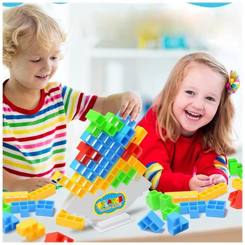 Costruisci La Tua Fantasia: Giocattolo 3d Tetris Bambini - 48 Blocchi Colorati - Foto 2