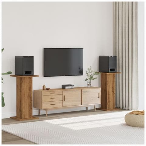Supporti Altoparlanti 2 Pz Rovere 30x30x80 Cm In Multistrato - Foto 1