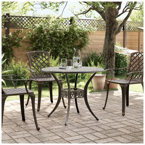 Tavolo Da Giardino Bronzo 90x75 Cm In Alluminio Pressofuso - Foto 3