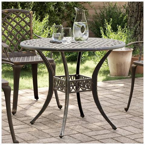 Tavolo Da Giardino Bronzo 90x75 Cm In Alluminio Pressofuso - Foto 1