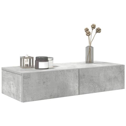 Scaffale A Parete Con Cassetti Grigio 80x33x17 Cm In Truciolato - Foto 3