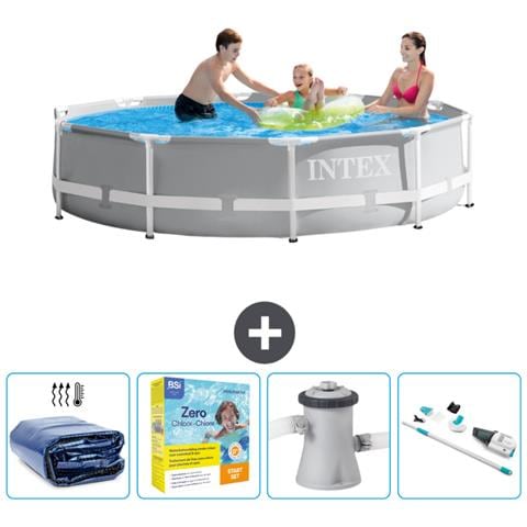 Piscina Fuori Terra - In Giro - 305x305x76 Cm - Grigio - Include Accessori Coordinati Cb12 - Foto 1