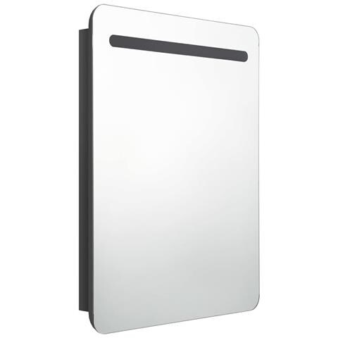 Armadietto Bagno Con Specchio E Led Nero Lucido 60x11x80 Cm - Foto 2