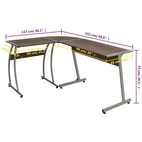 Lusso Casadino -  Scrivania Ad Angolo Marrone In Legno Multistrato - Foto 7