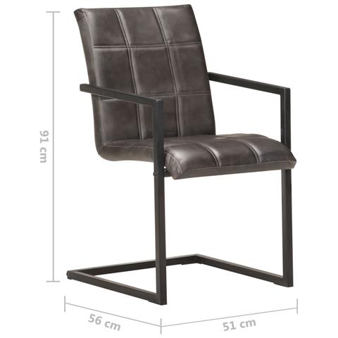 Lusso Casadino - Sedie Da Pranzo A Sbalzo 2 Pz Grigie In Vera Pelle - Foto 7