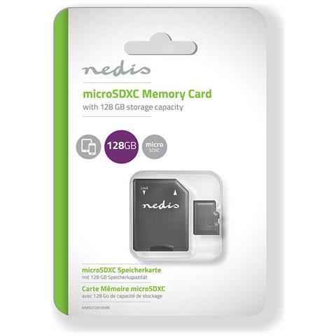 Scheda Di Memoria Microsdxc Classe 10 Uhs-i Da 128 Gb Con Adattatore, Nero - Foto 2
