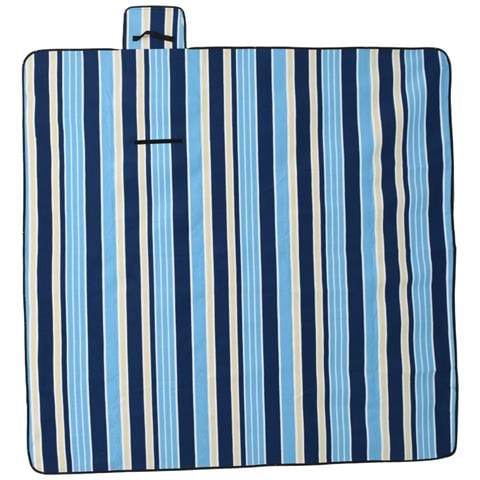 Tovaglia Picnic Pieghevole Strisce Blu e Bianco 200x200 Velluto - Foto 1