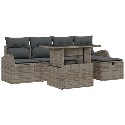 Set di Divani da Giardino con Cuscini Grigio Rattan Polimerico - Foto 1