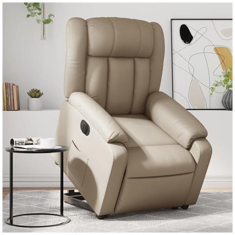 Poltrona Alzapersona Reclinante Elettrica Cappuccino Similpelle - Foto 2