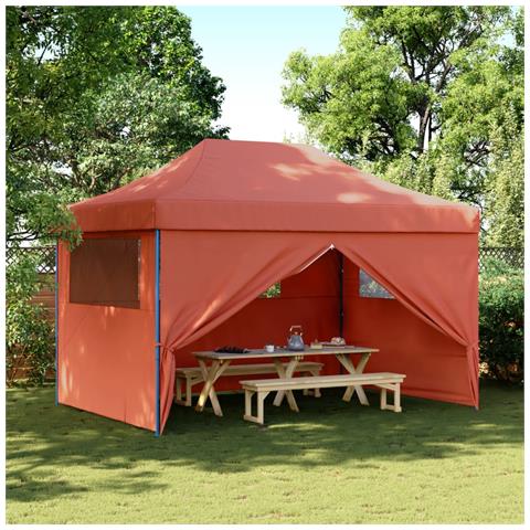 Tendone per Feste Pieghevole Pop-Up con 4 Pareti Terracotta - Foto 2