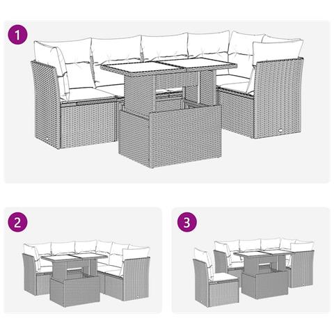 Set Divano da Giardino 6pz con Cuscini Grigio Polyrattan Acacia - Foto 9