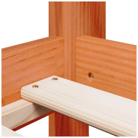 Letto a Soppalco con Tetto Cera 90x190cm Legno Massello di Pino - Foto 9
