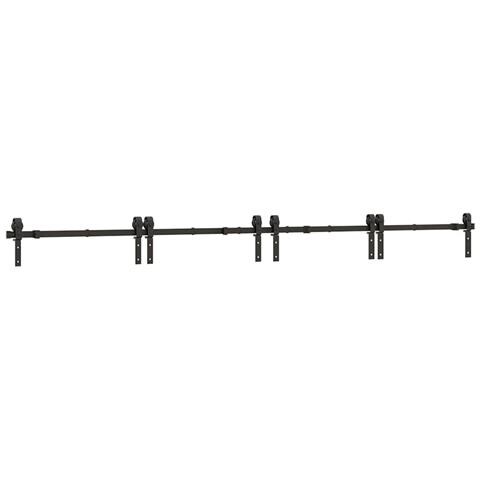 Kit di Binari per Porte Scorrevoli 366 cm Acciaio Nero - Foto 1