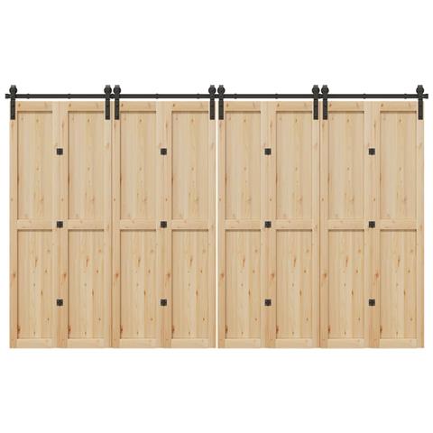 Kit di Binari per Porte Scorrevoli 366 cm Acciaio Nero - Foto 2