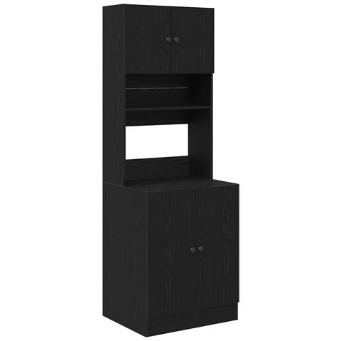 Armadio da Cucina Nero 60x50x180 cm Legno Ingegnerizzato - Foto 1