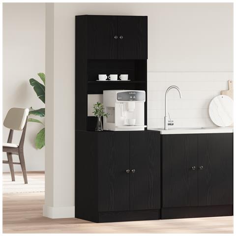 Armadio da Cucina Nero 60x50x180 cm Legno Ingegnerizzato - Foto 2