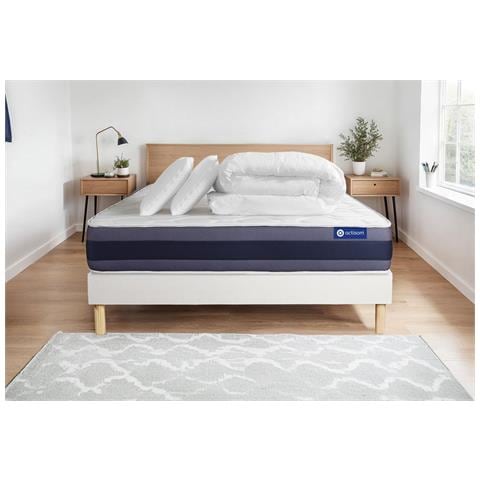 Pacchetto Letto Completo - Materasso 140x190cm + Box Spring Con Doghe (kit) + 2 Cuscini + Piumino - Actilatex Morpho - Foto 1