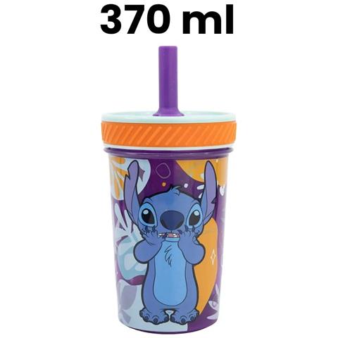Bicchiere 370 Ml Stitch Per Bambini Dropsafe Con Cannuccia Collezione Aloha, Multicolore - Foto 2