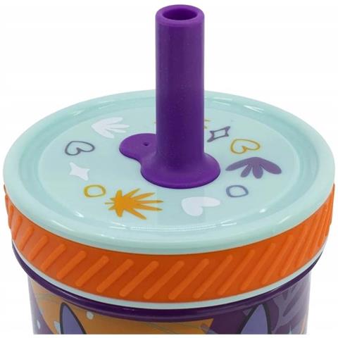 Bicchiere 370 Ml Stitch Per Bambini Dropsafe Con Cannuccia Collezione Aloha, Multicolore - Foto 5