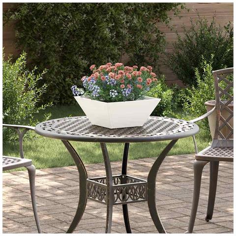 Vaso a Ciotola da Giardino Bianco 35 x 35 x 15 cm Acciaio - Foto 2