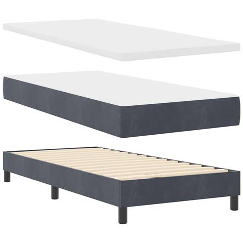 Letto a molle con materasso Grigio scuro 100 x 200 cm Velluto - Foto 1