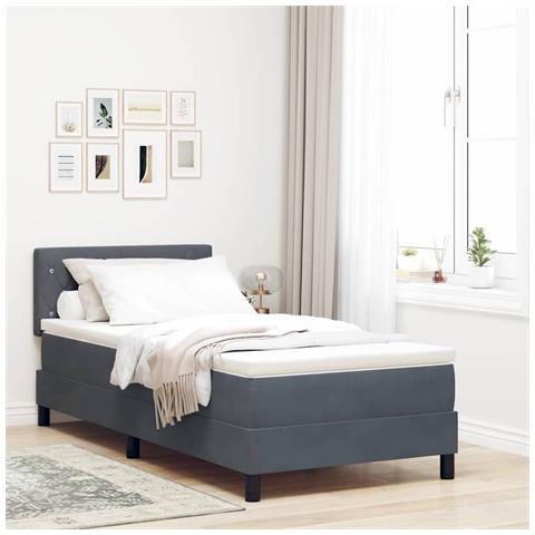 Letto a molle con materasso Grigio scuro 100 x 200 cm Velluto - Foto 2