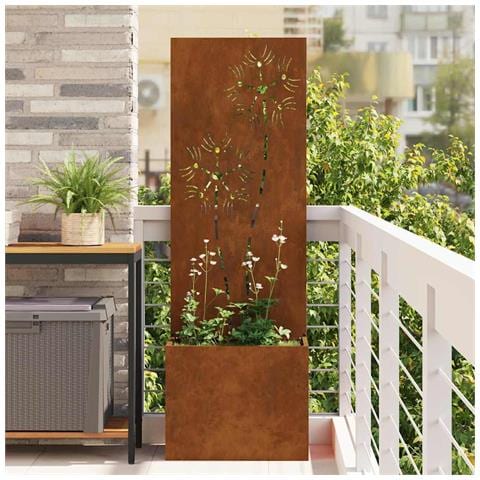 Vaso da Giardino con Pannello Decorativo Ruggine 50 x 140 cm - Foto 2