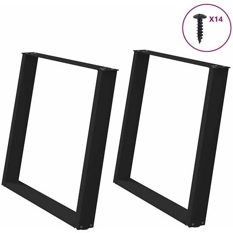 Gambe per tavolo da pranzo a forma di U 2 pz nere 90x(72-73) cm in acciaio - Foto 1