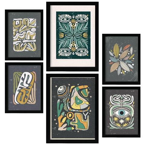 Set Di 6 Stampe Stampa Di Occhi Nella Collezione Di Cornici Decorative Estetiche Etniche Per Stampe Artistiche Da Parete Per La Casa A3 & A4 Cornice Nera - Foto 1