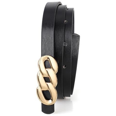 Cintura Da Donna In Pelle Pu Con Otto Fibbie - Accessorio Elegante Per Abiti E Camicie Black - Foto 1